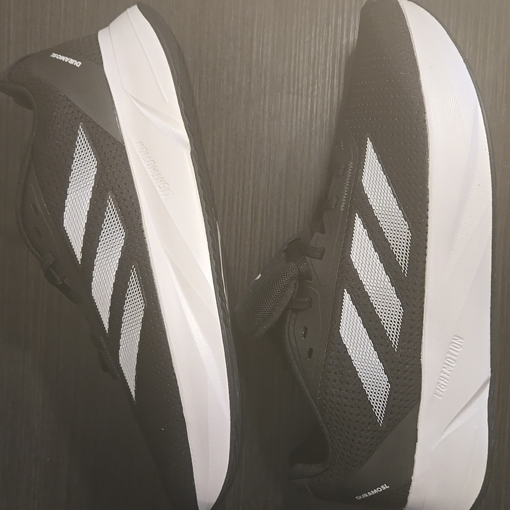 Mens Size 11.5 Adidas Duramo DL Black and White  Running Sneakers ID9849 Nwt - Picture 2 of 8